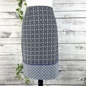 Charter Club Skirt size 10 Navy blue Purple Straight Knee Stretch Casual Career